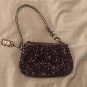 Purple Metallic Coach Wristlet